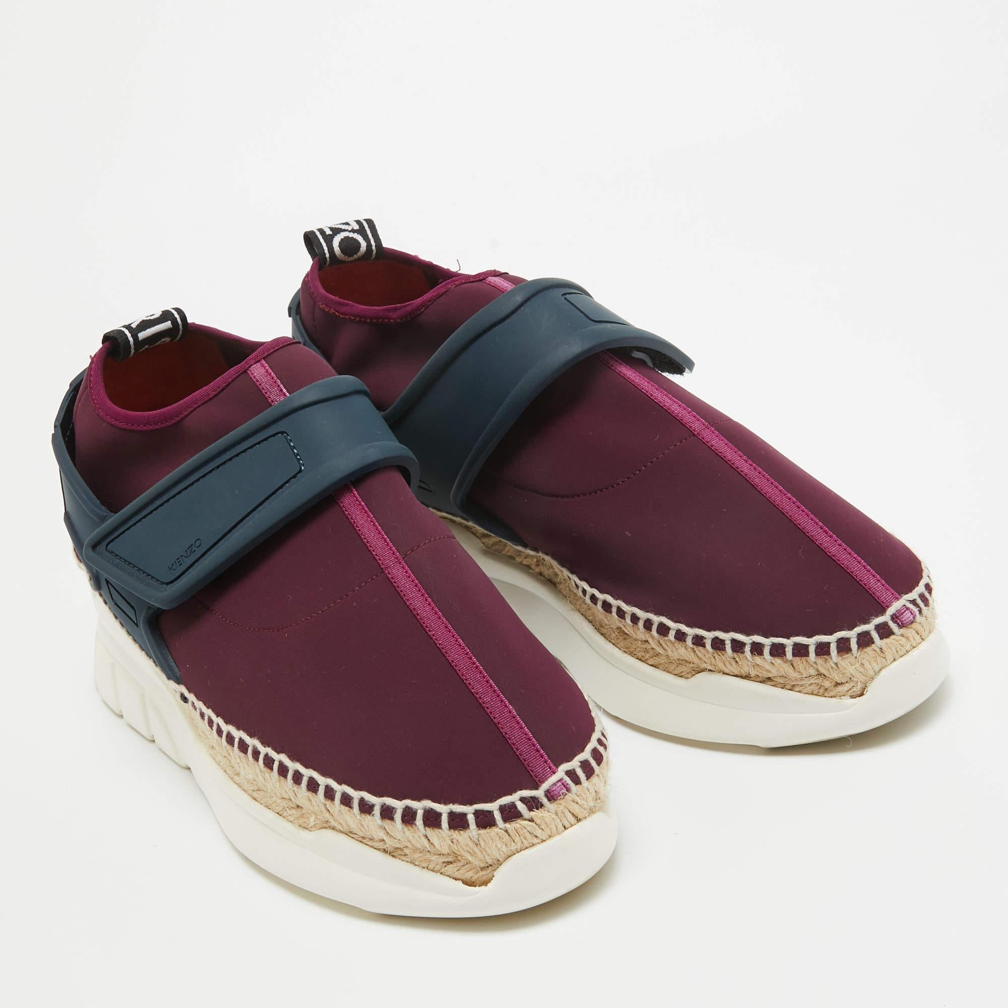 Kenzo Purple/Navy Blue Nylon K Elastic Espadrille Sneakers Size 39 In Good Condition For Sale In Dubai, Al Qouz 2