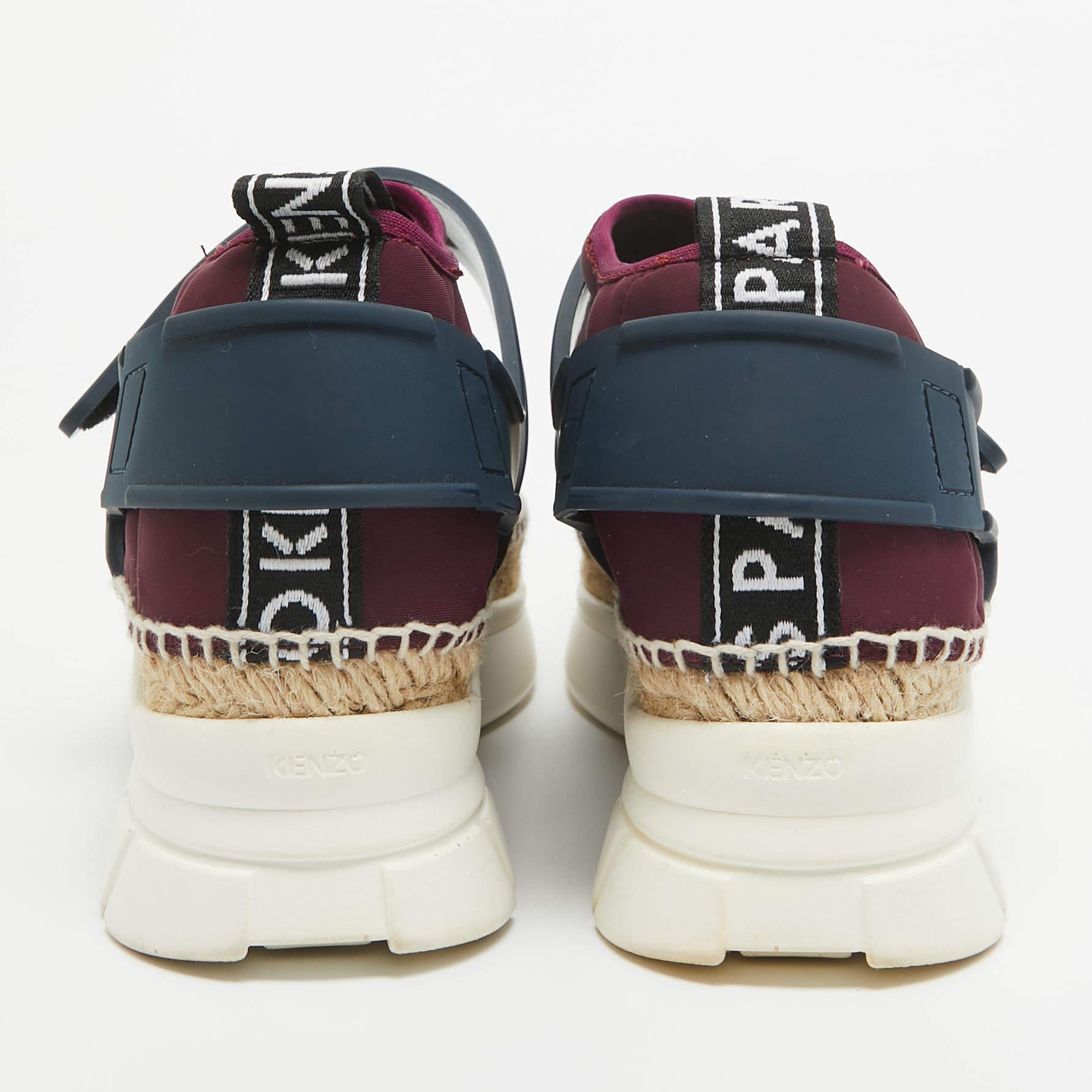 Women's Kenzo Purple/Navy Blue Nylon K Elastic Espadrille Sneakers Size 39 For Sale