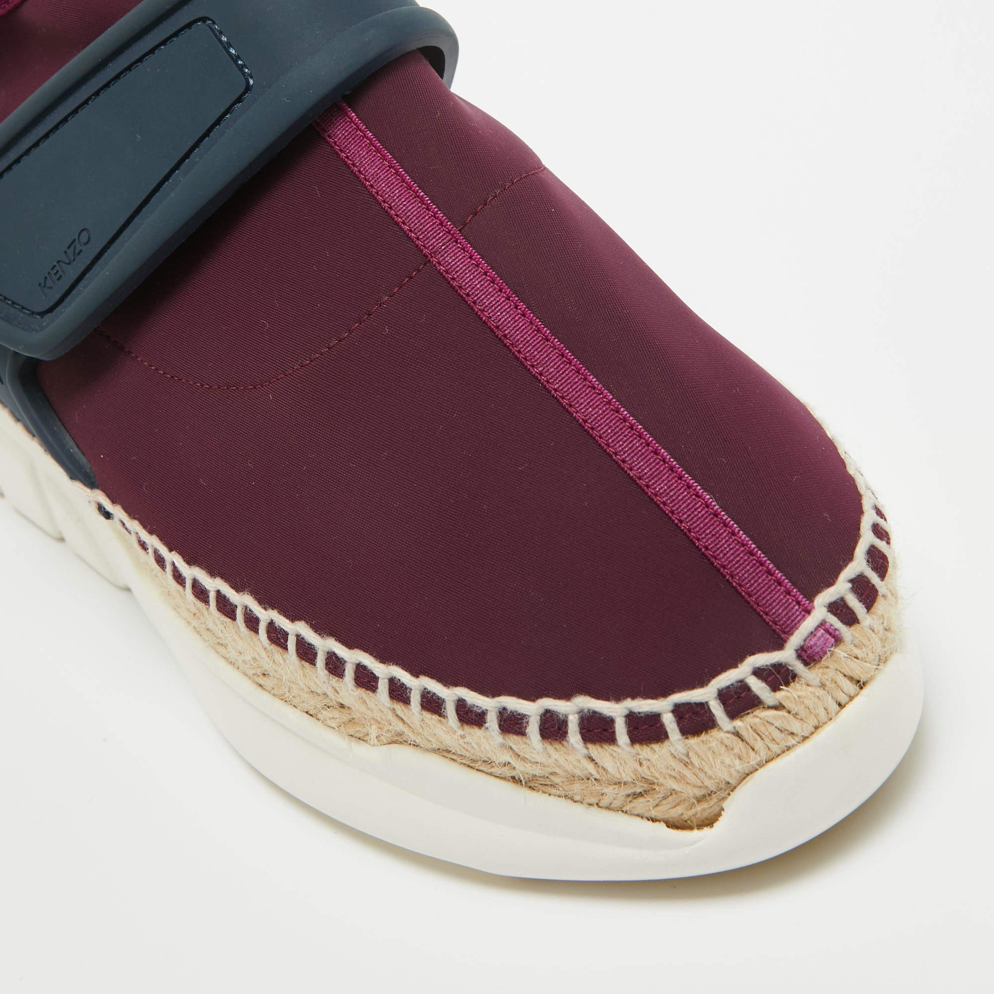 Kenzo Purple/Navy Blue Nylon K Elastic Espadrille Sneakers Size 39 For Sale 3