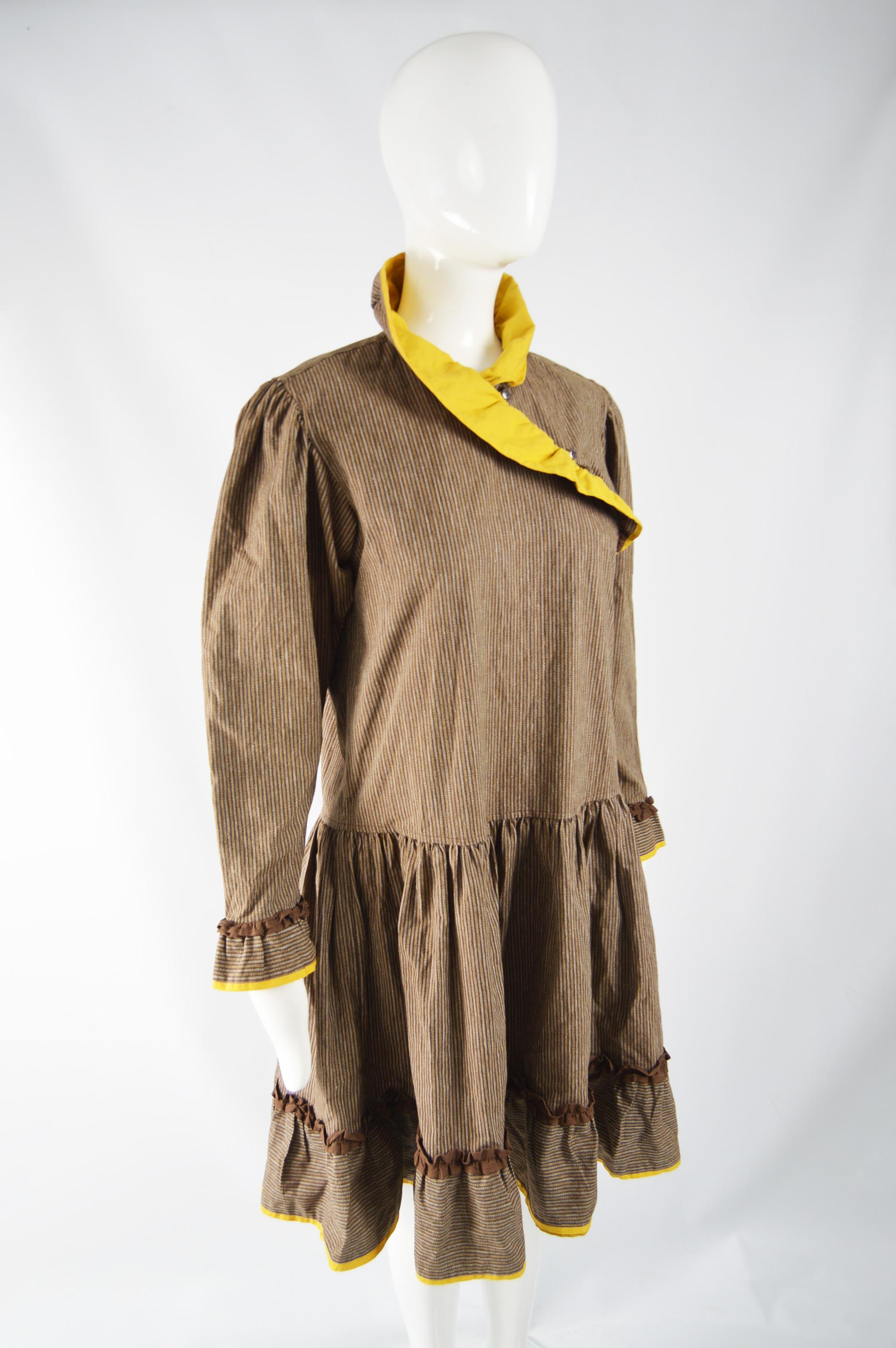 Kenzo Rare Vintage Oversized Brown Corduroy Dress c. 1981 In Excellent Condition In Doncaster, South Yorkshire