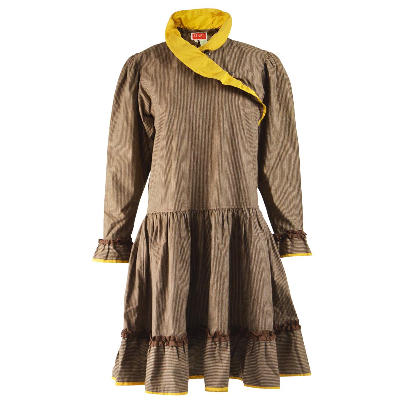 Kenzo Rare Vintage Oversized Brown Corduroy Dress c. 1981