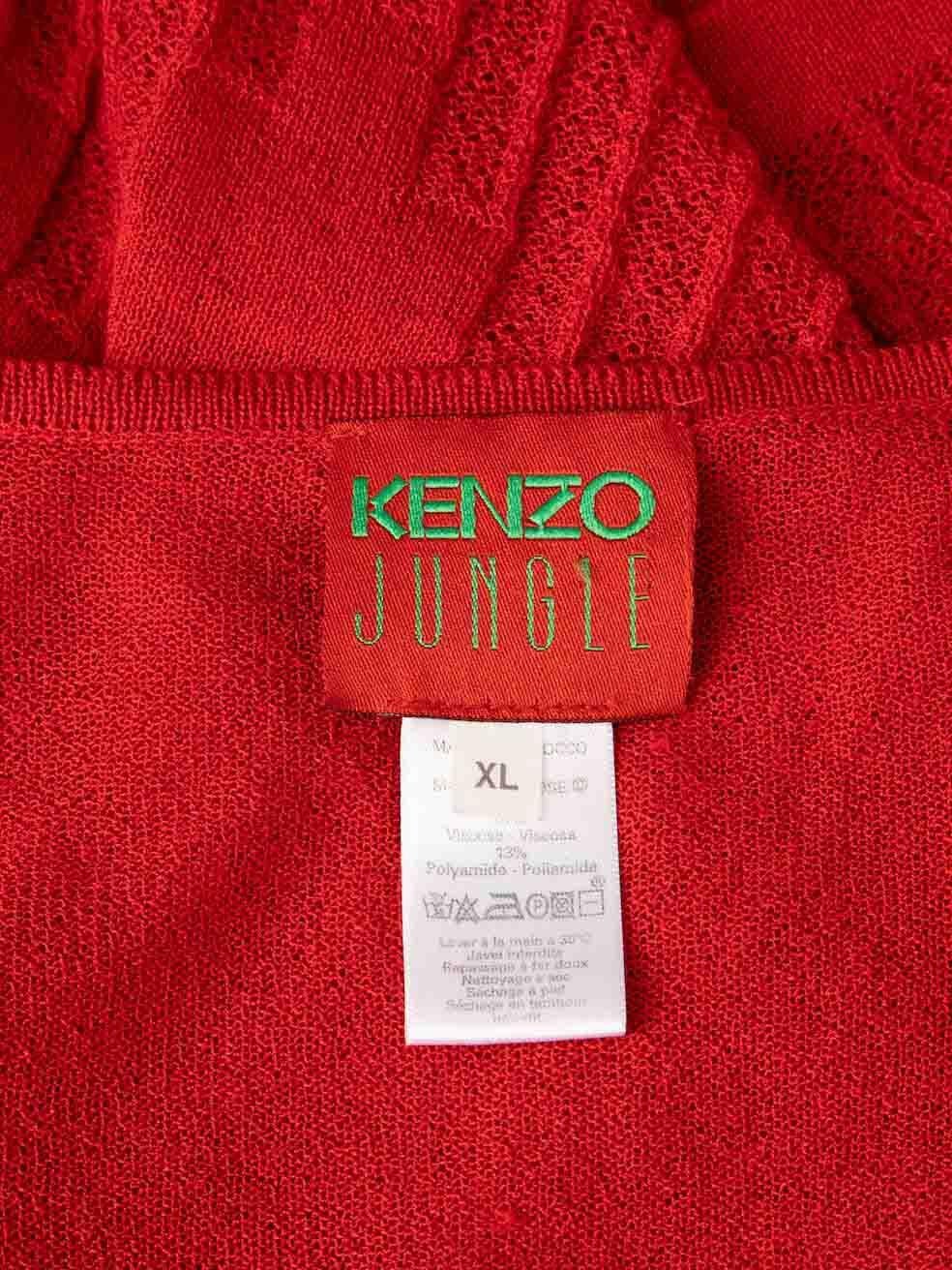 Kenzo, ensemble haut et jupe brodé de fleurs rouges, taille XL en vente 3