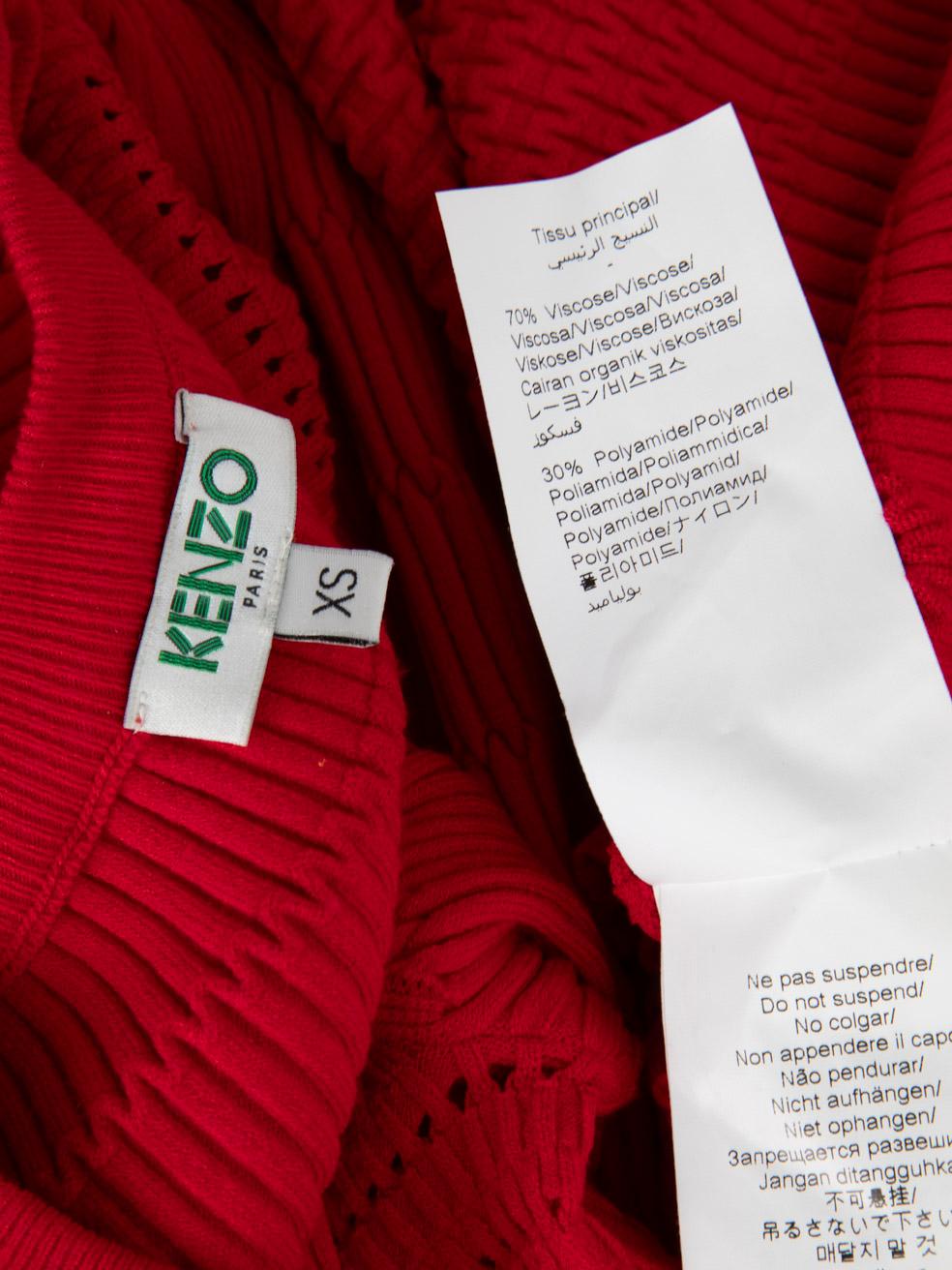 Kenzo Red Knit Mini Dress Size XS For Sale 1