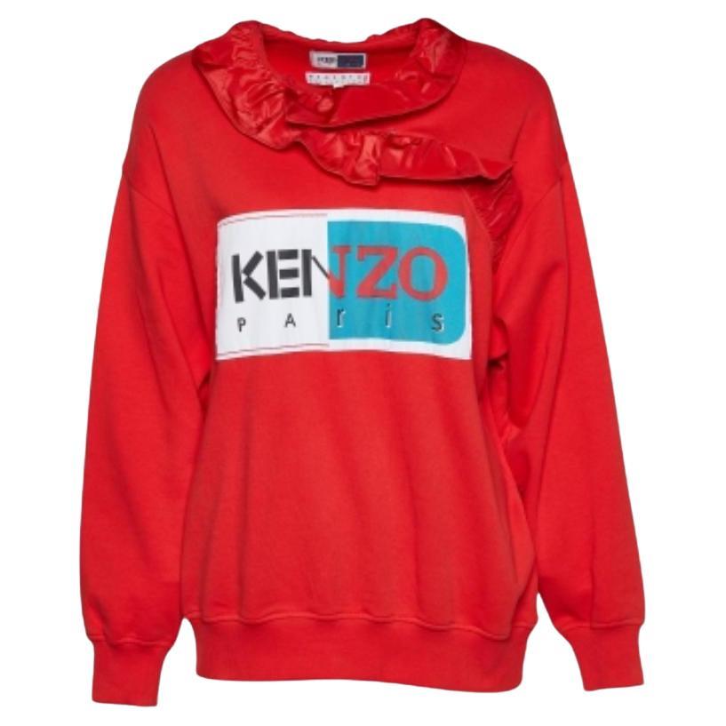 Kenzo Rojo La Collection Memento N°1 Sudadera Cuello Volante Algodón S