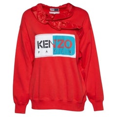 Kenzo Rojo La Collection Memento N°1 Sudadera Cuello Volante Algodón S