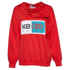 Kenzo Red La Collection Memento N&deg;1 Cotton Ruffled Neck Sweatshirt S