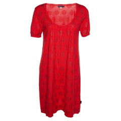 Kenzo Red Lurex Polka Cotton Knit Mini Dress L Kenzo Red Lurex Polka Cotton Knit Mini Dress L