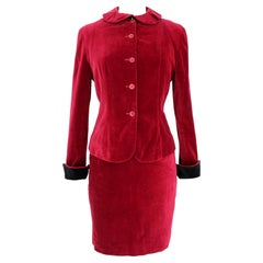 Kenzo Red Velvet Suit Skirt 