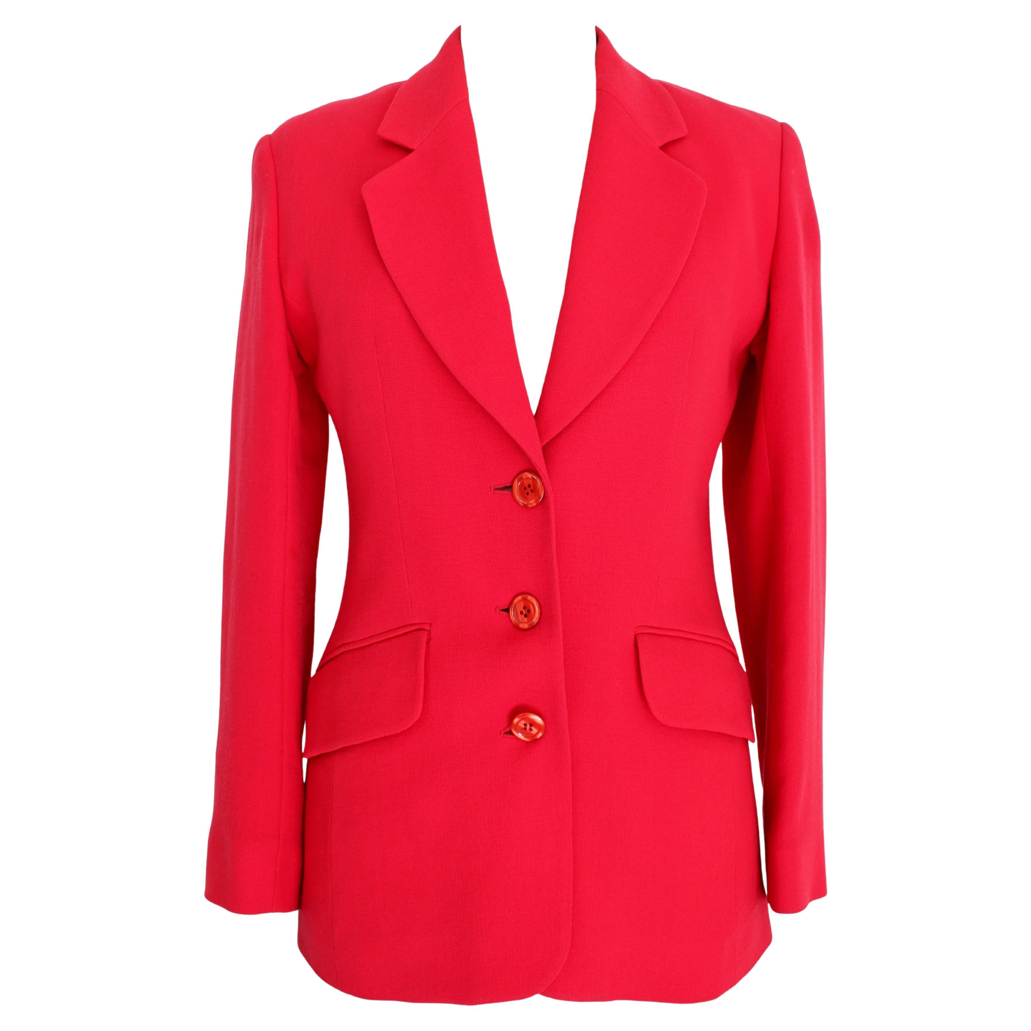 Kenzo Red Wool Fitted Jacket For Sale at | red jacket