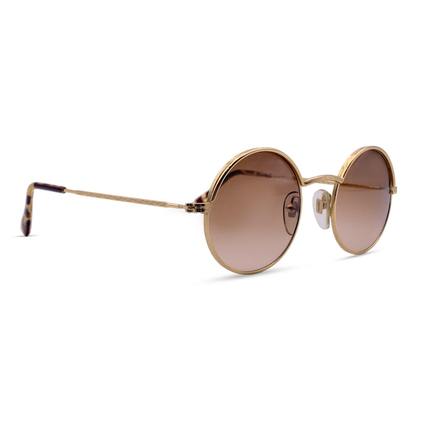 KENZO Round Vintage Gold Unisex Sunglasses Oscar K 13 47/23 135 mm In Excellent Condition For Sale In Rome, Rome