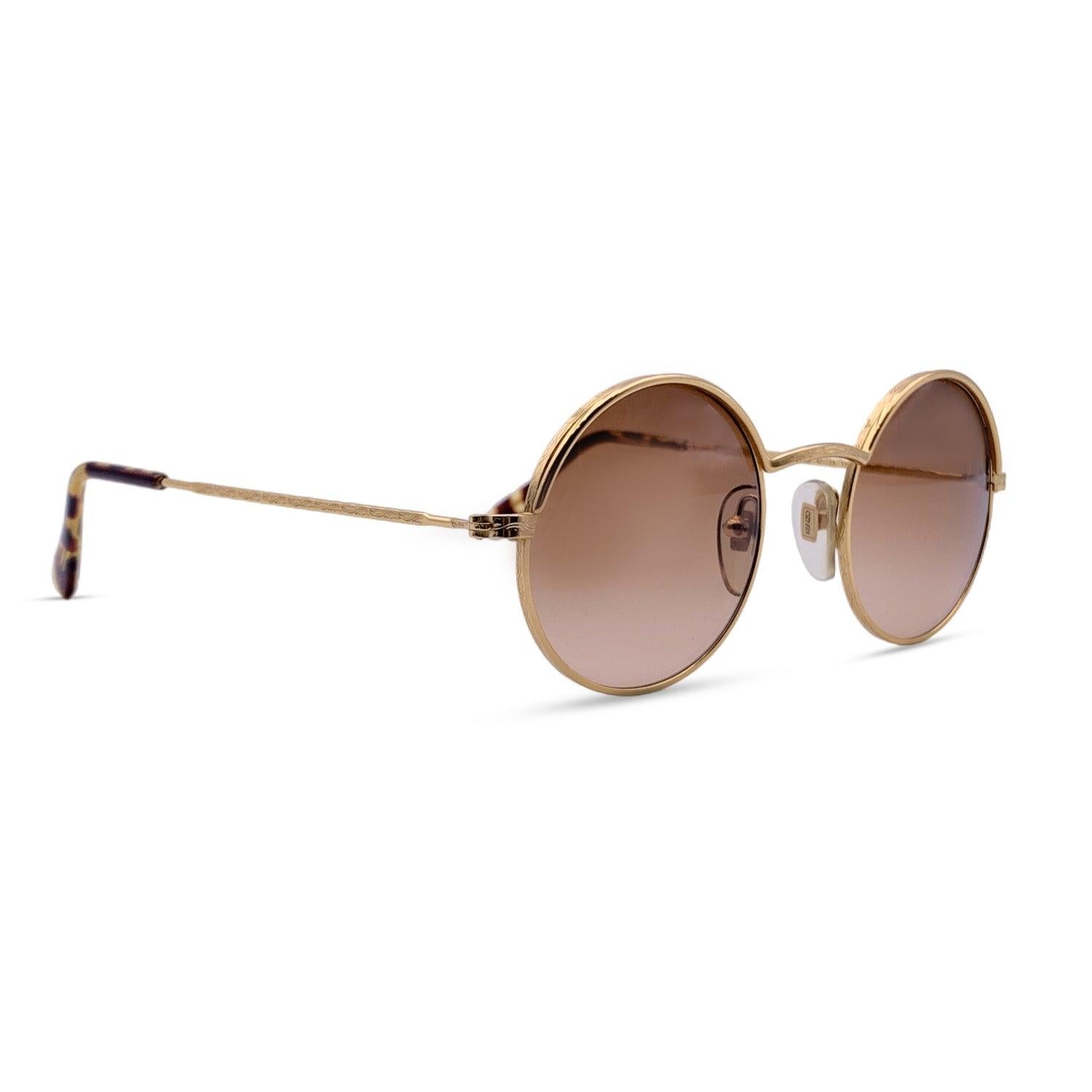 Brown Kenzo Round Vintage Gold Unisex Sunglasses Oscar K 13 47/23 135 mm