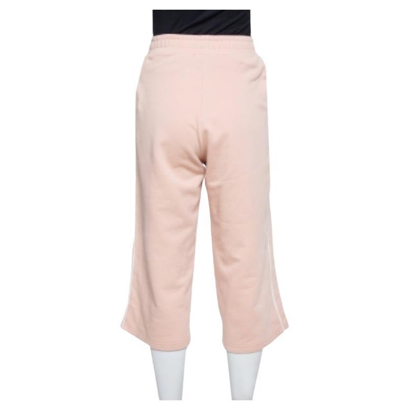 Orange Kenzo Salmon Pink Knit Logo Printed Cropped Track Pants XS For Sale