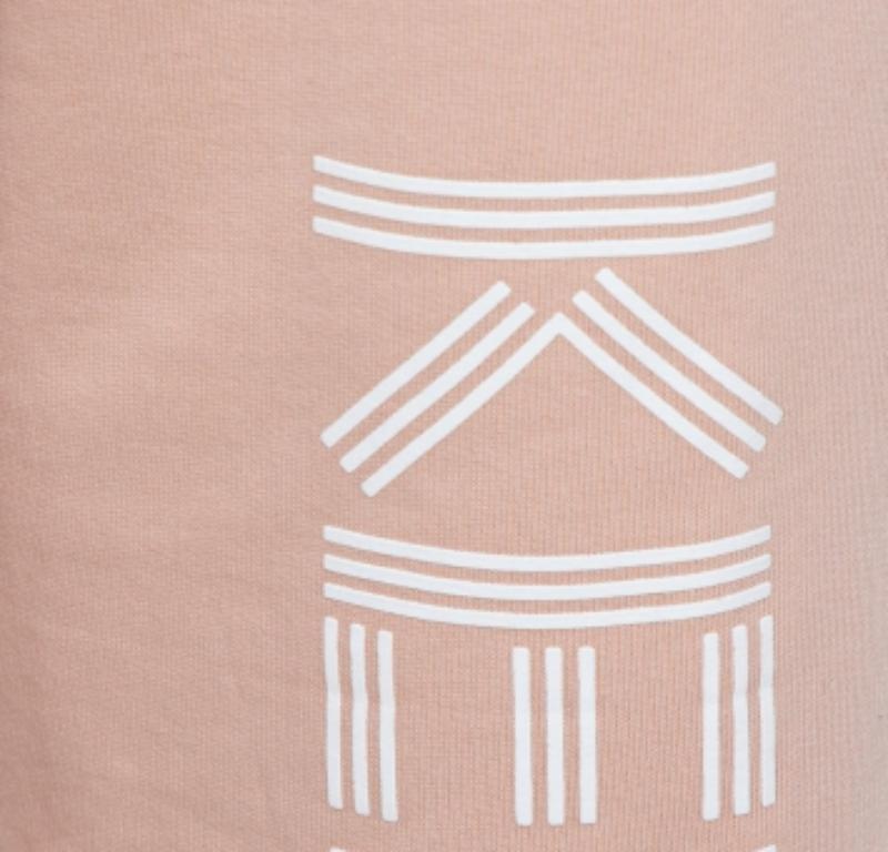 Kenzo Salmon Pink Knit Logo Printed Cropped Track Pants XS In Good Condition For Sale In Dubai, Al Qouz 2