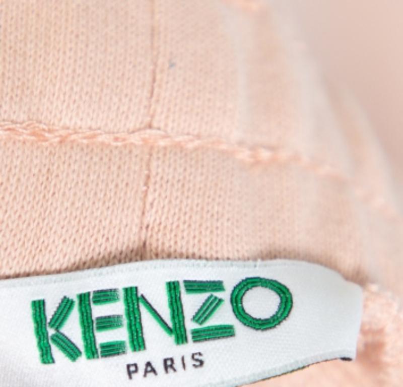 Women's Kenzo Salmon Pink Knit Logo Printed Cropped Track Pants XS For Sale