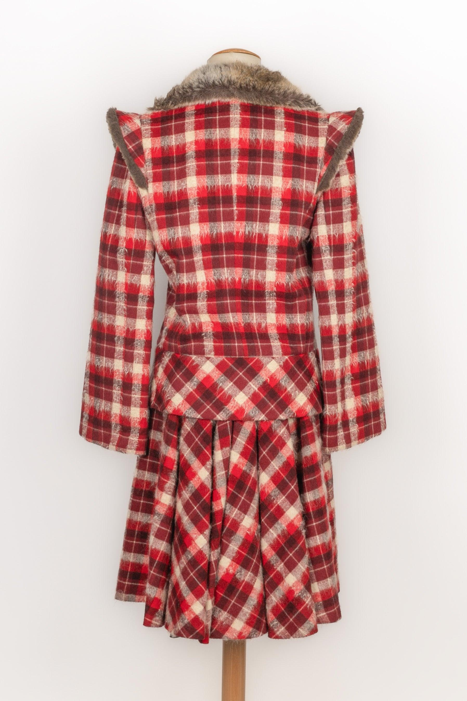 Brown Kenzo Scottish Wool Skirt Suit For Sale