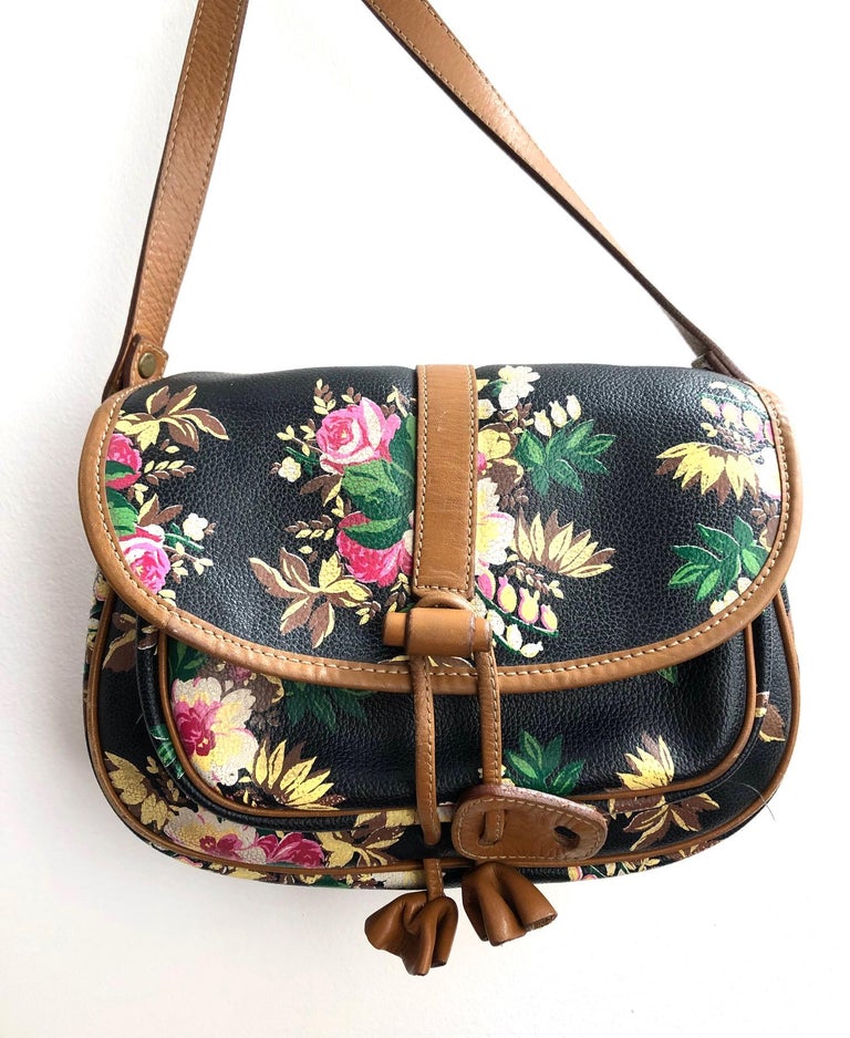 1980s Kenzo Leather Floral Print Crossbody Bag at 1stDibs | kenzo flower bag,  kenzo crossbody bag, floral print cross body bags