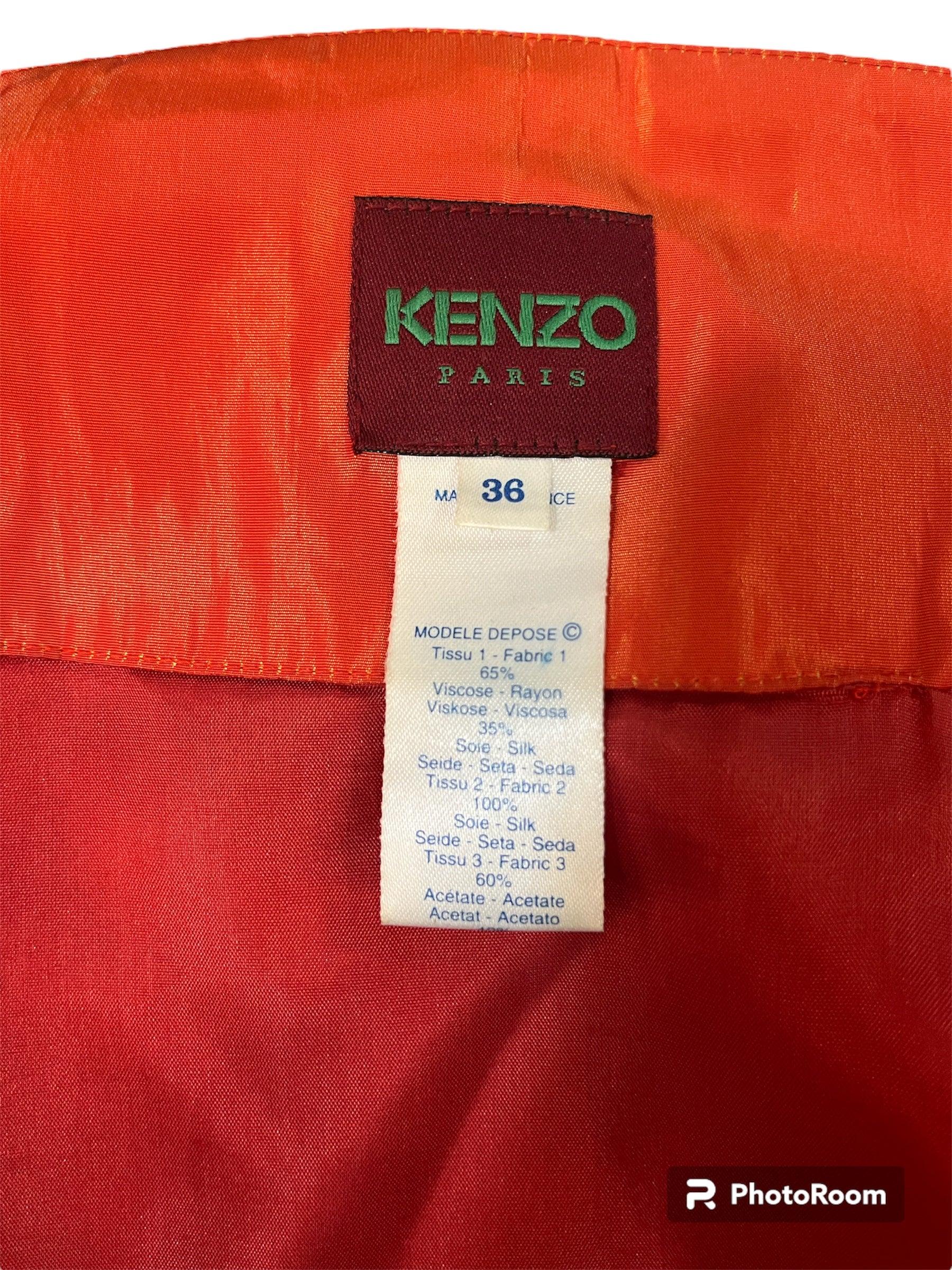 Women's KENZO Silk Japanese Kimono Inspired Red Floral Patchwork Maxi Skirt, 2000s For Sale