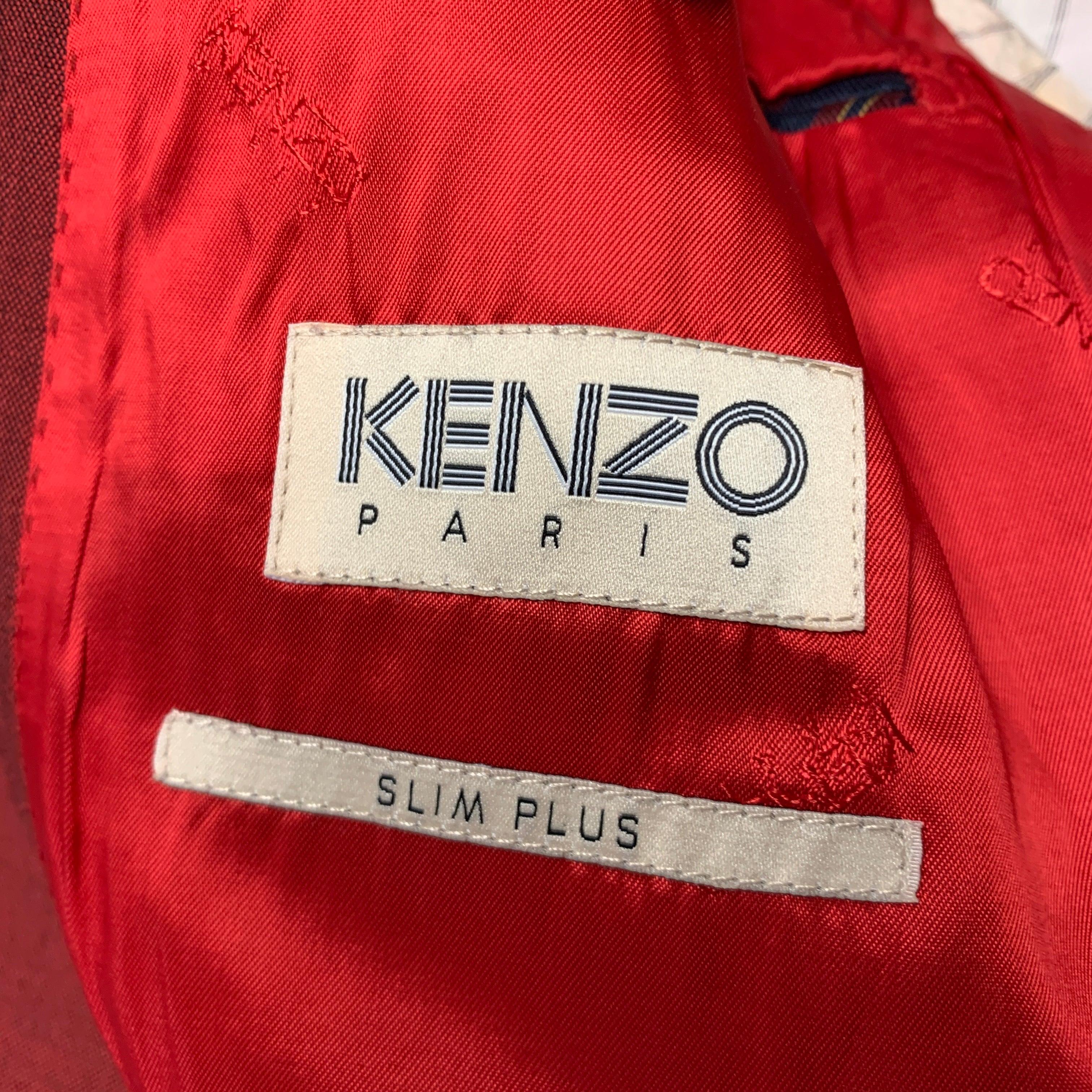 KENZO Anzug mit Kerbrevers aus Wolle und Mohair, Größe 38, Burgunderrot im Angebot 6