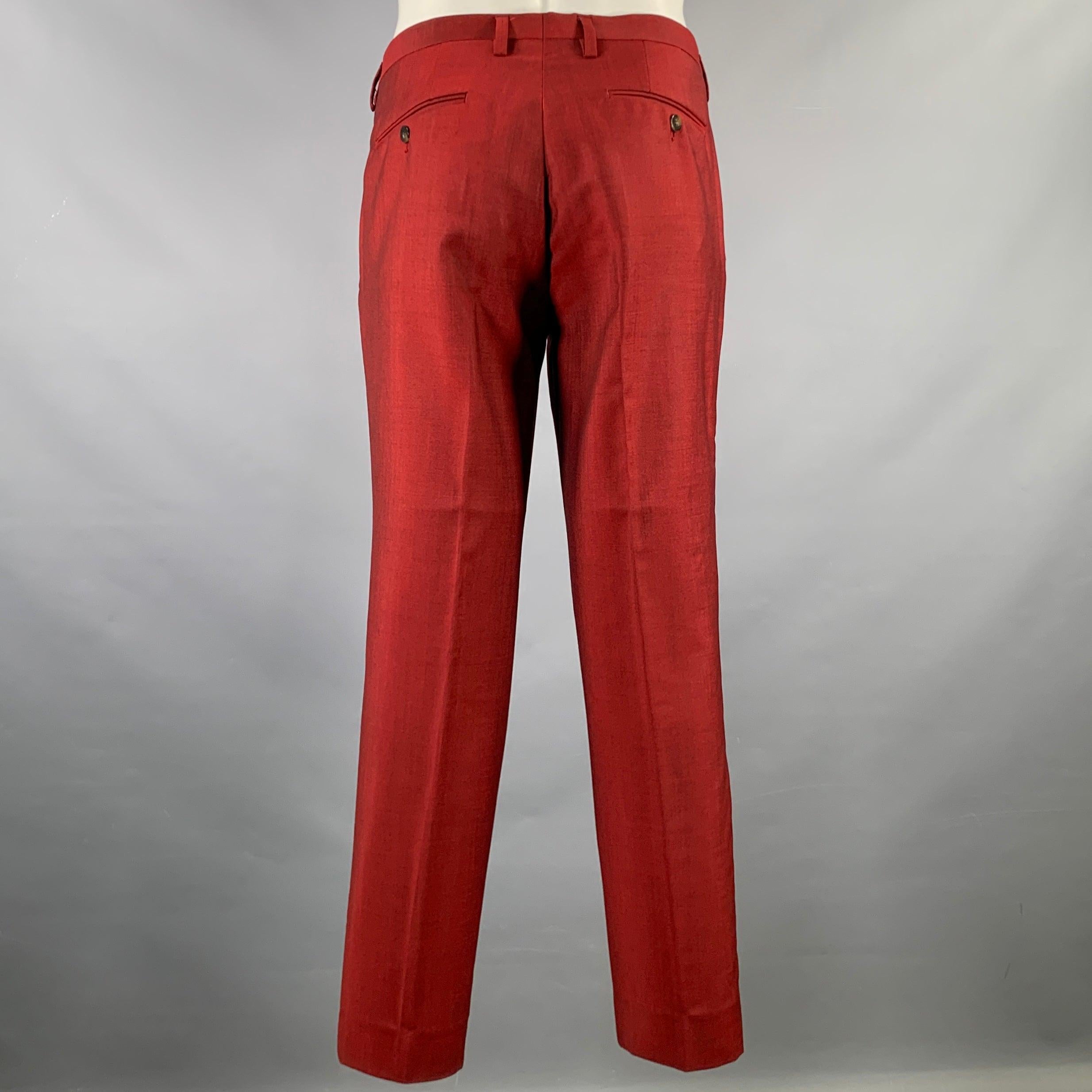 KENZO Anzug mit Kerbrevers aus Wolle und Mohair, Größe 38, Burgunderrot Herren im Angebot