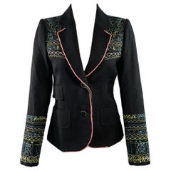 Kenzo Giacca Blazer ricamata in lana multicolore nero taglia 4