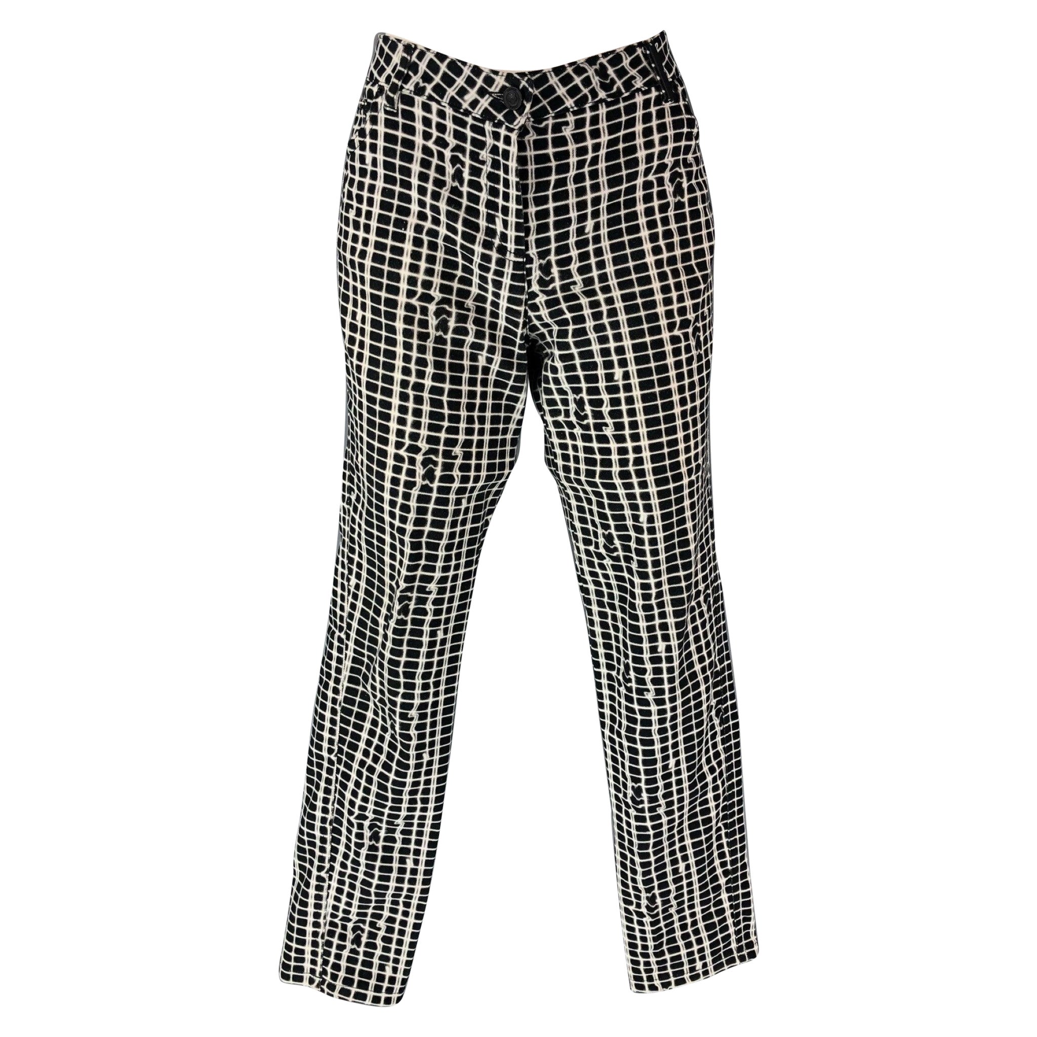 KENZO Jeans con stampa in cotone bianco e nero taglia 4