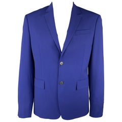 KENZO Size 42 Royal Blue Wool Notch Lapel Sport Coat