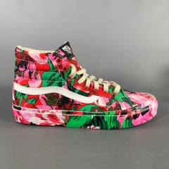 KENZO Size 9 Pink White & Green Floral Canvas High Top Sneakers