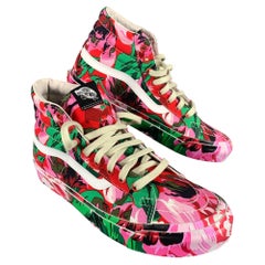KENZO Size 9 Pink White & Green Floral Canvas High Top Sneakers