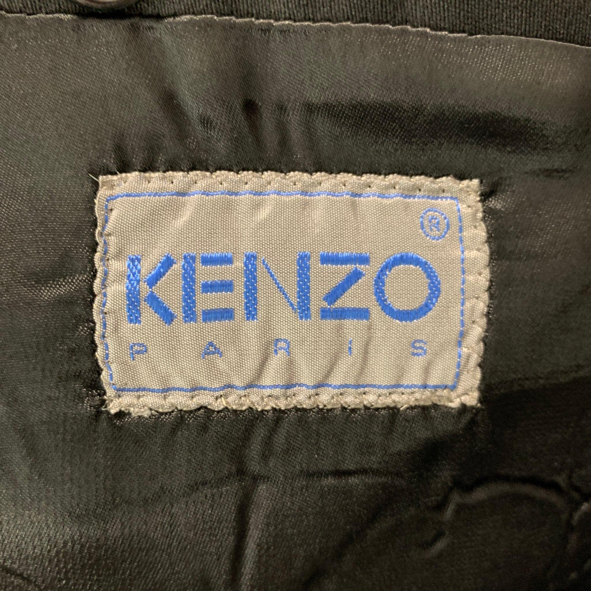 KENZO Size L Black Wool Cropped Suit 4