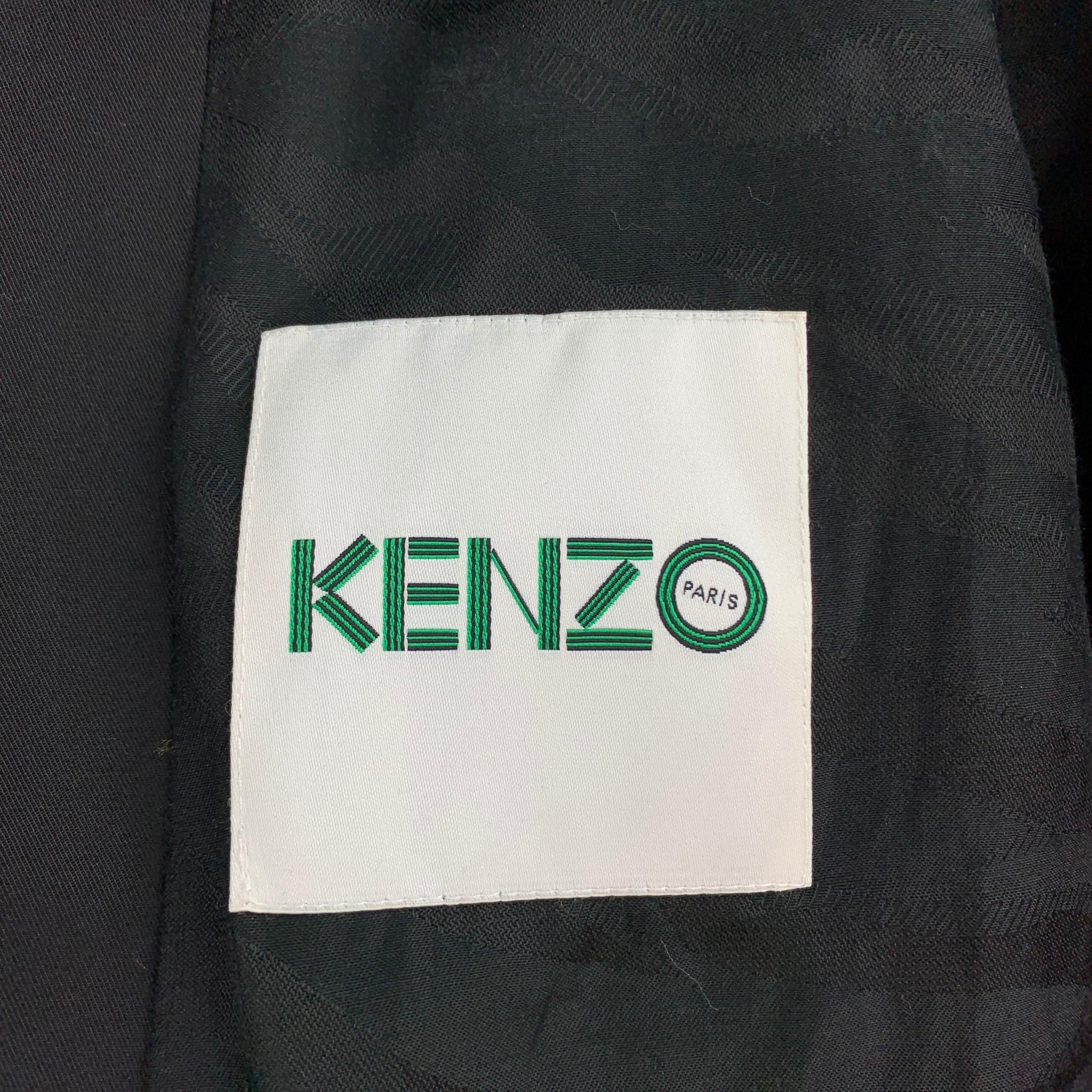 Beige KENZO Size L Gold & Black Jacquard Polyester Blend Bomber Jacket