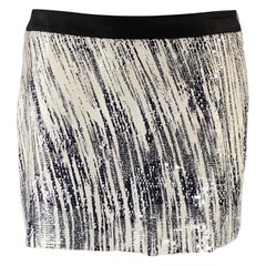 KENZO Size L White Black Polyester Blend Mini Mini Skirt
