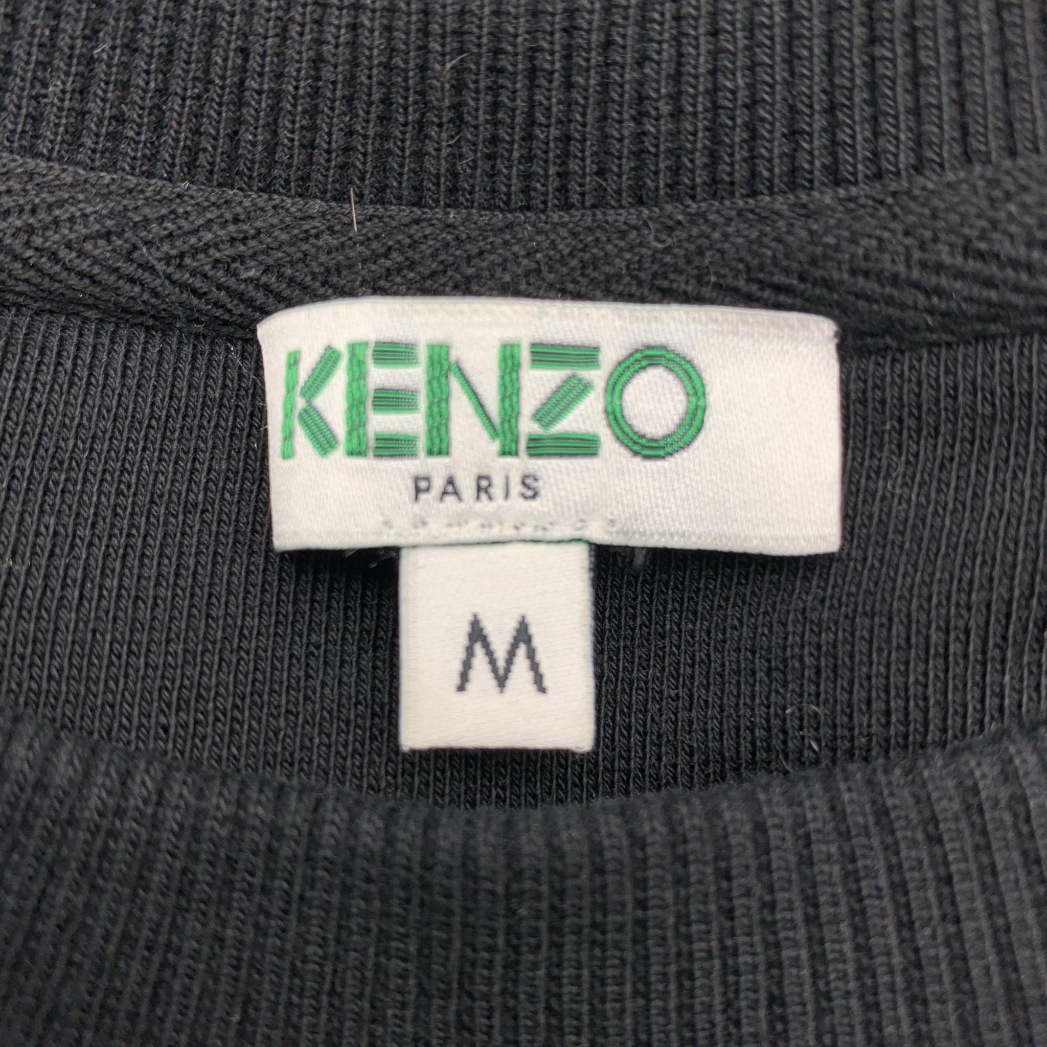 Men's KENZO Size M Black Burgundy & Navy Embroidered Logo Cotton Crew-Neck Sweatshirt