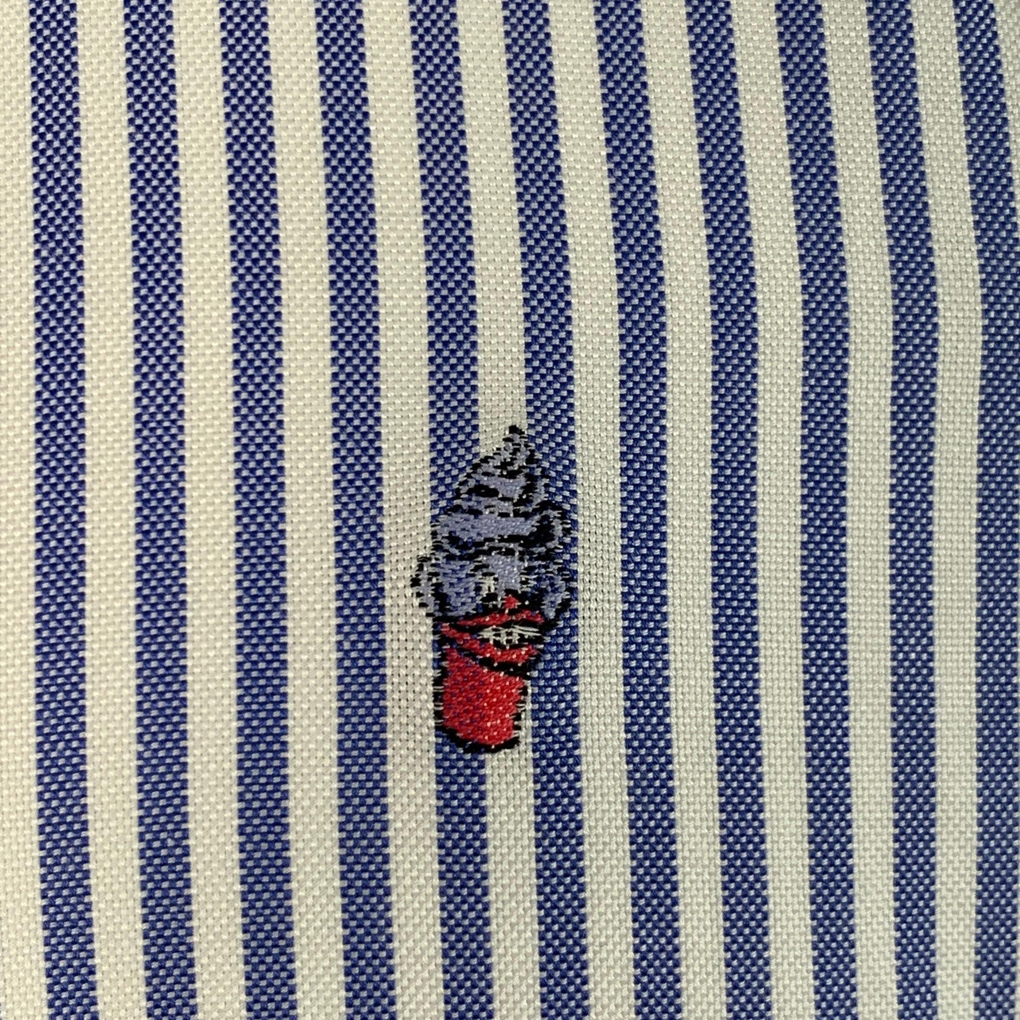 Grigio Kenzo taglia M Camicia a maniche lunghe in cotone a righe bianche e blu con colletto button down in vendita