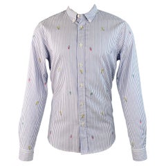 Kenzo taglia M Camicia a maniche lunghe in cotone a righe bianche e blu con colletto button down