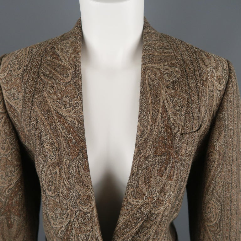 KENZO Size M Brown Wool / Cotton Paisley Notch Lapel Jacket For Sale at ...