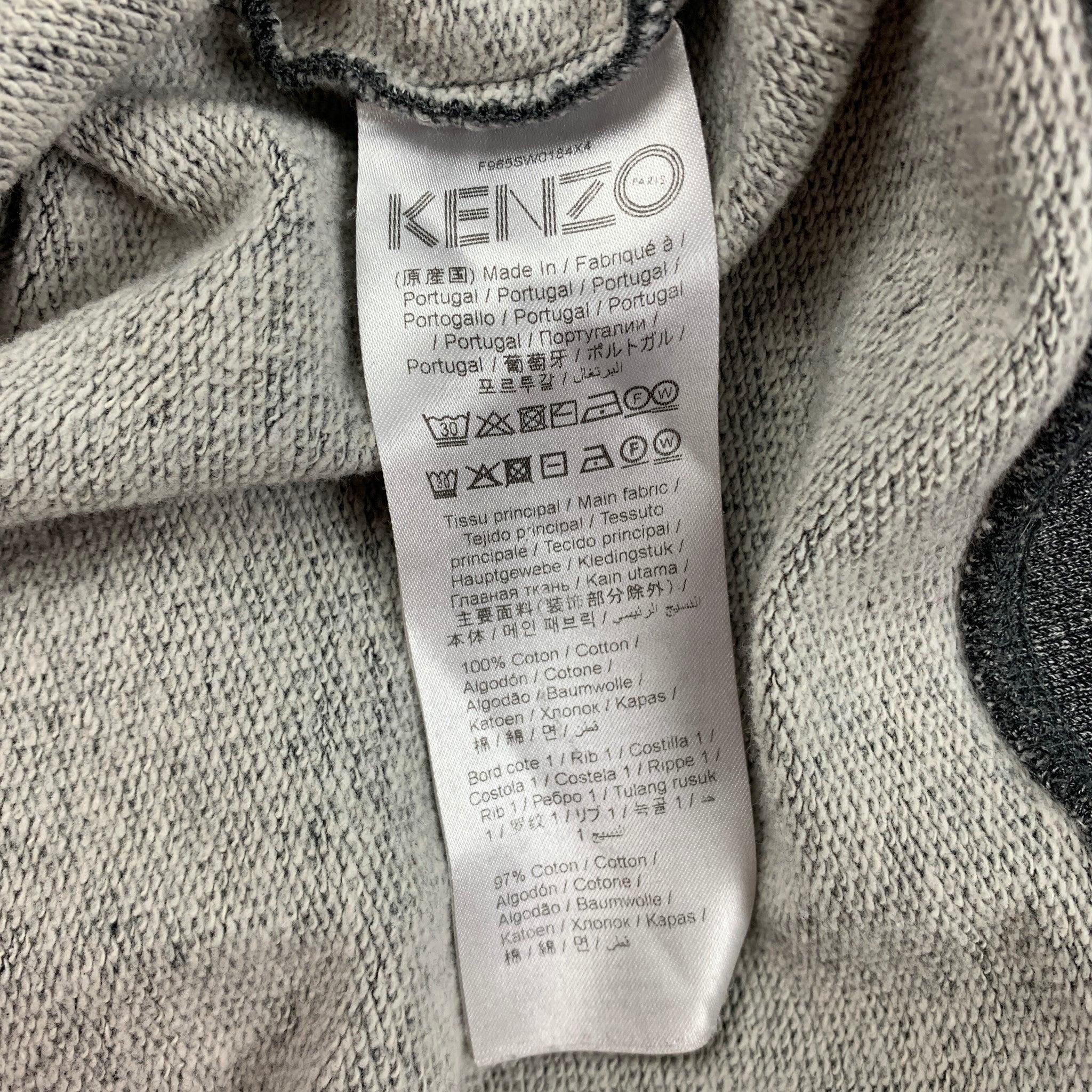 Men's KENZO Size M Grey Yellow Embroidery Cotton Crew-Neck Pullover For Sale