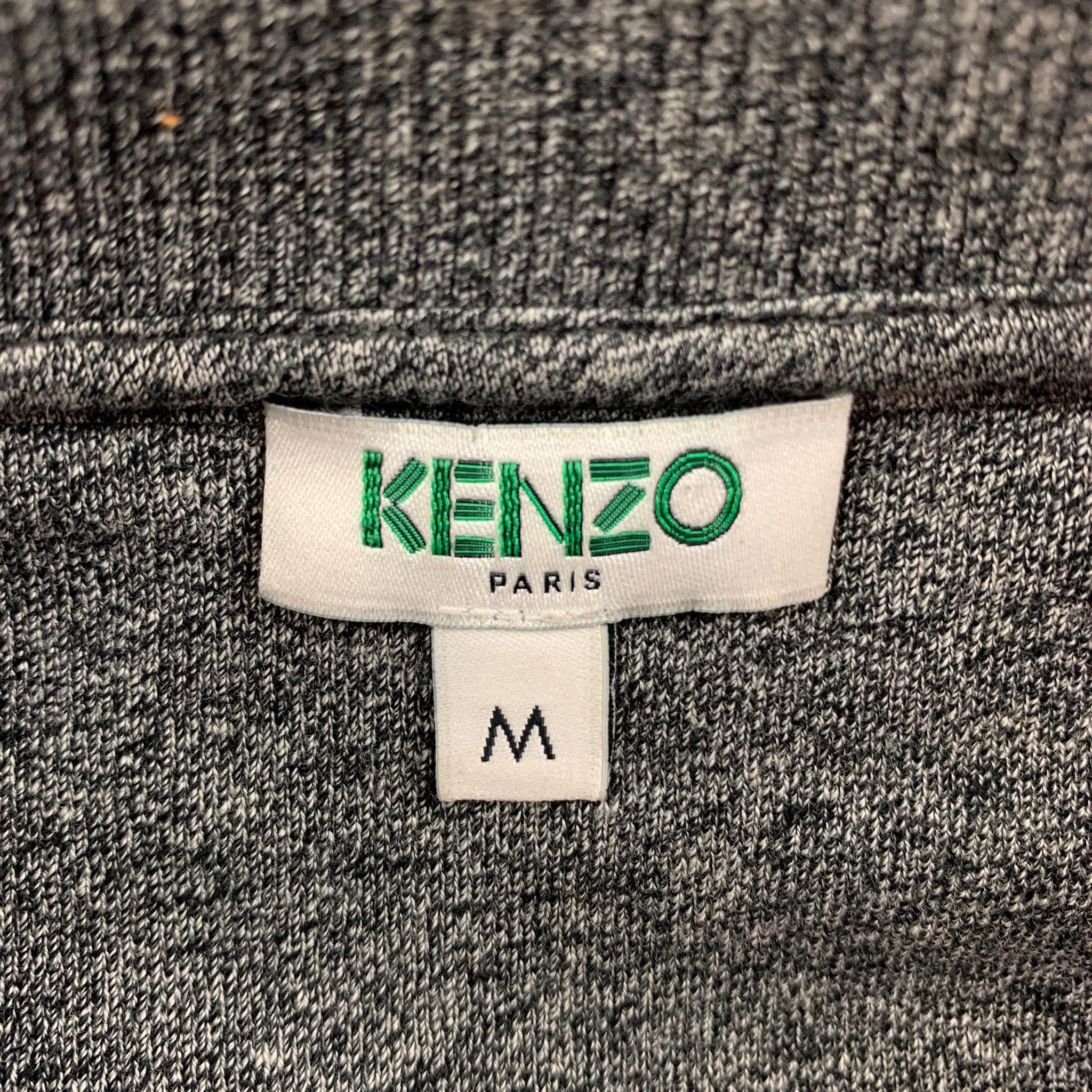 KENZO Size M Grey Yellow Embroidery Cotton Crew-Neck Pullover For Sale 1