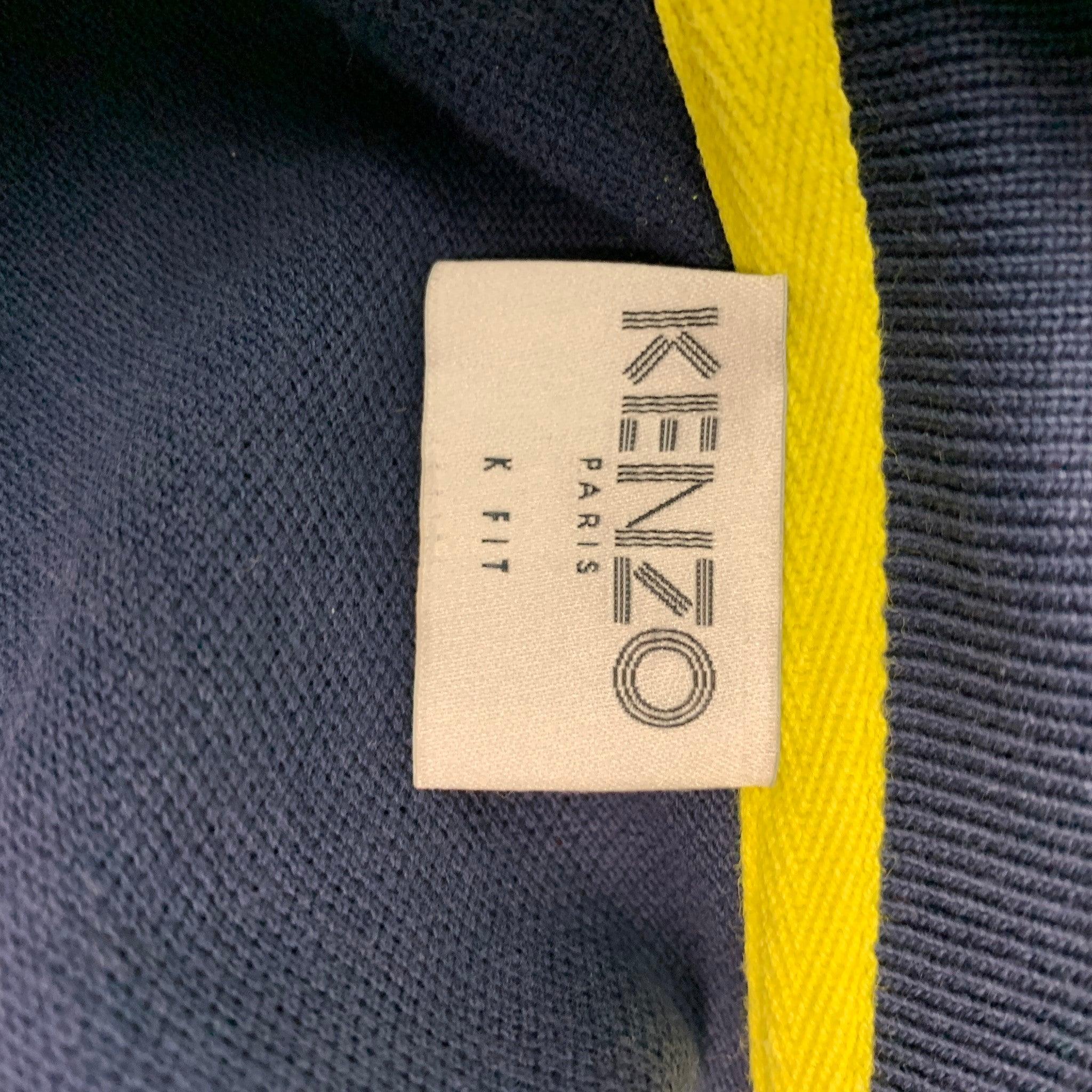 KENZO Size M Navy Buttoned Polo For Sale 1