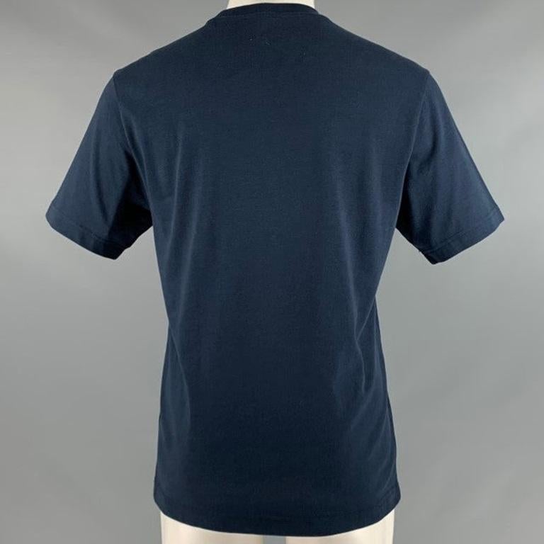 Men's KENZO Size M Navy Green Embroidery Cotton T-shirt For Sale