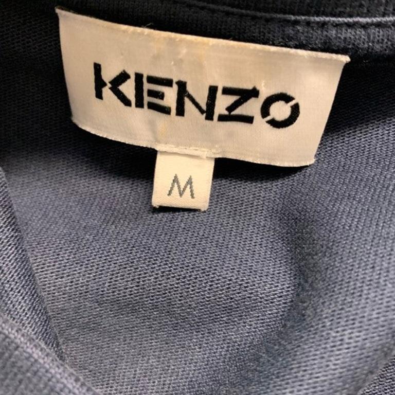 KENZO Size M Navy Green Embroidery Cotton T-shirt For Sale 2