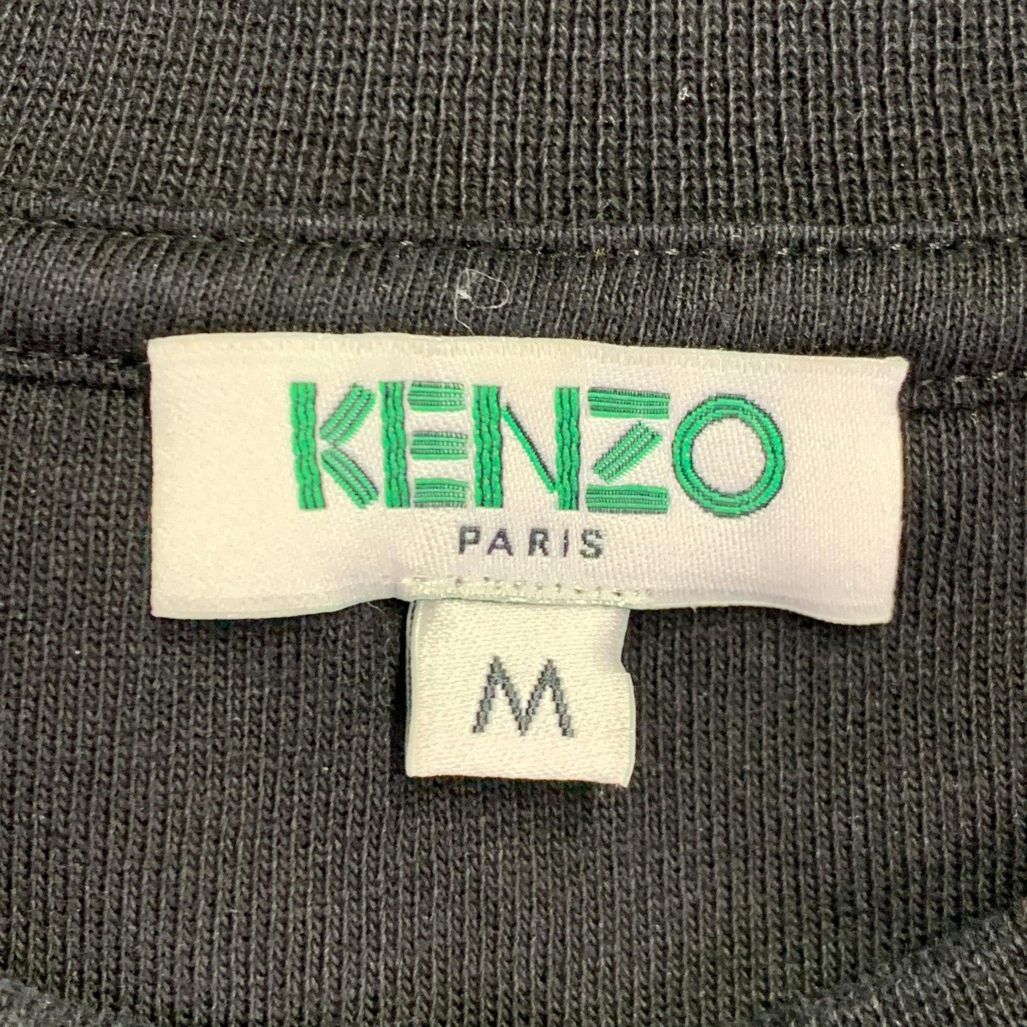KENZO Size M Paris Black Multi Color Print Cotton Crew-Neck T-shirt For Sale 1