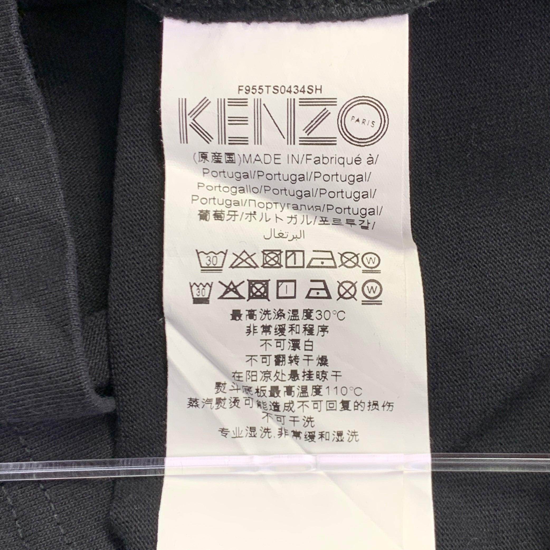KENZO Size M Paris Black Multi Color Print Cotton Crew-Neck T-shirt For Sale 2