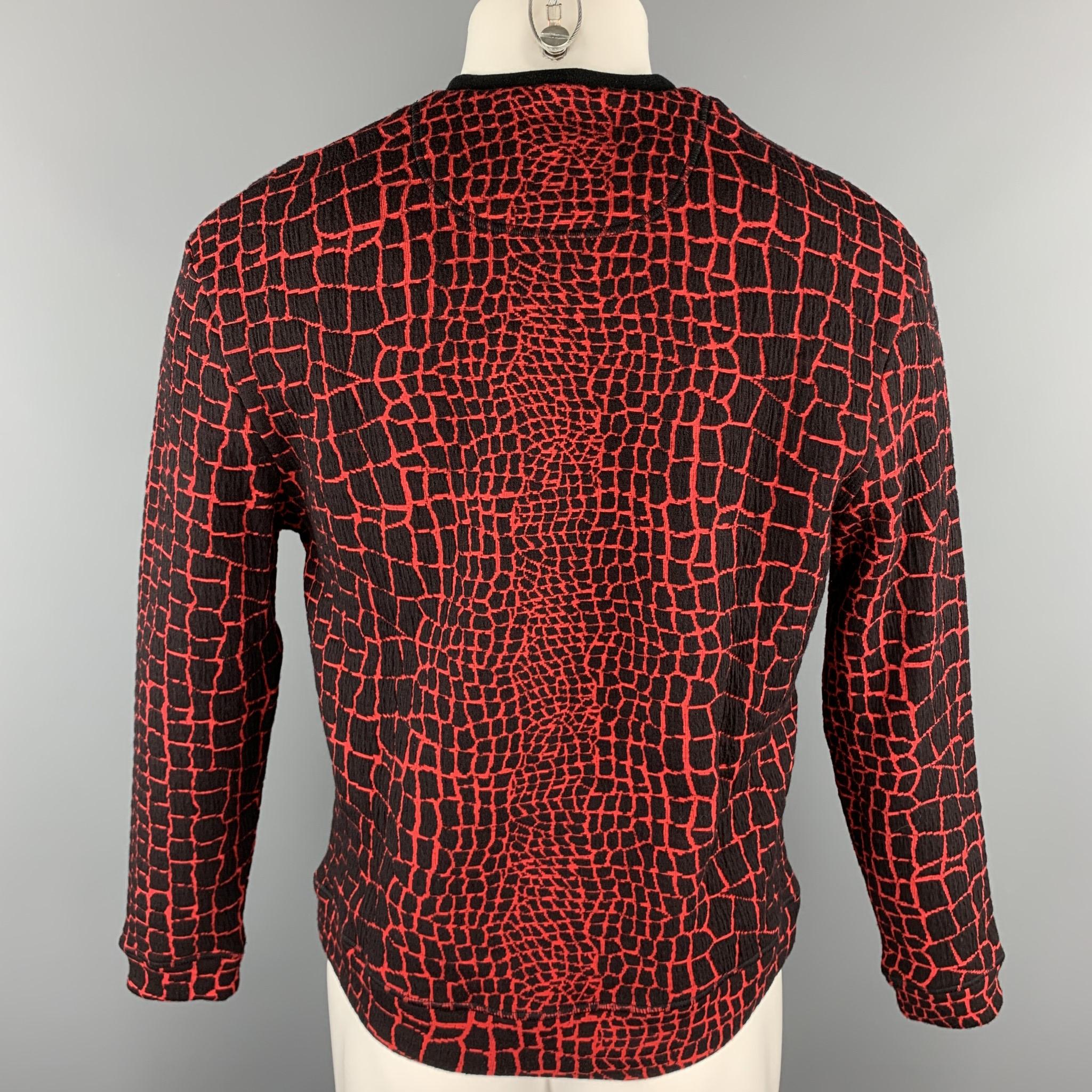 Women's KENZO Size M Red & Black Alligator Cotton Blend Sweatshirt