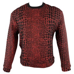 KENZO Size M Red & Black Alligator Cotton Blend Sweatshirt