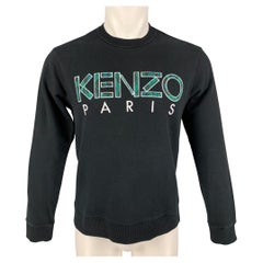 KENZO Size S Black Embroidery Cotton Crew-Neck Pullover