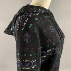 KENZO - Taille S - Sweat à capuche avec logo en laine mélangée métallisée - noir