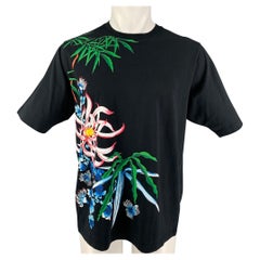 KENZO Size S Black Multi-Color Sea Lily Cotton Oversized T-shirt