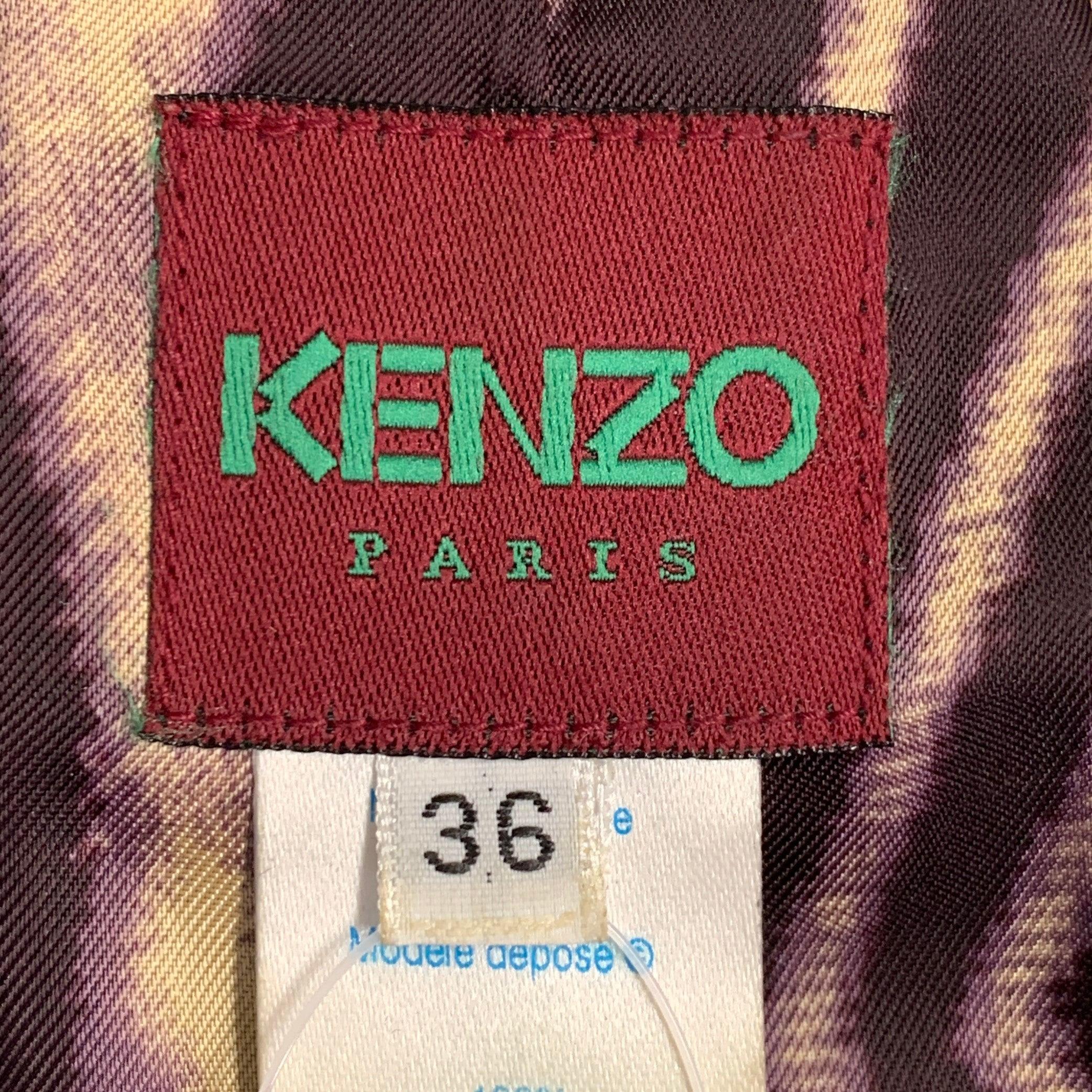 KENZO Blazer déconstruit à chevrons en laine noire et blanche, taille S Pour femmes en vente