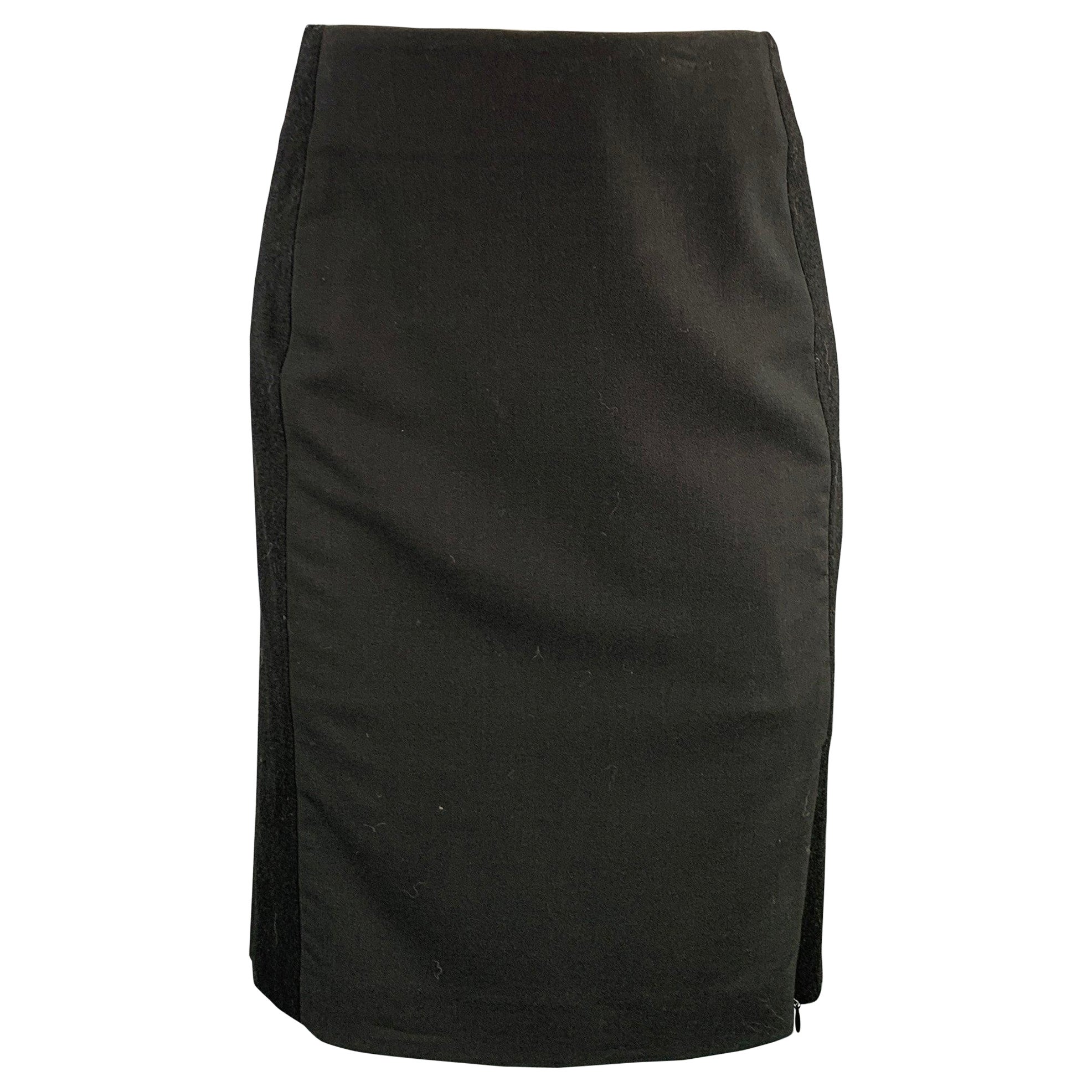 KENZO Talla S Negro Mezcla de Lana Falda lápiz