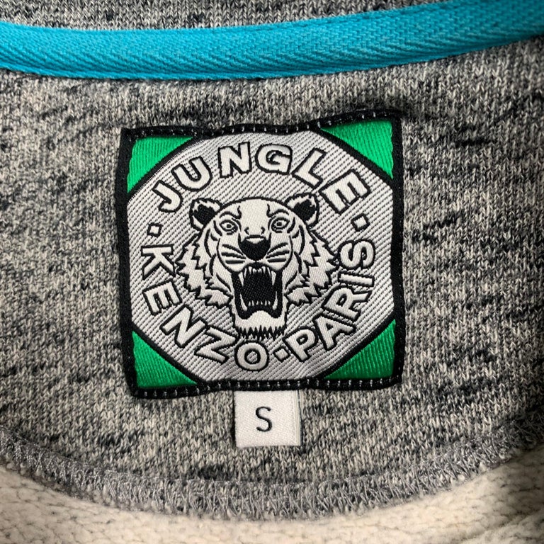 Kenzo Felpa girocollo ricamata con logo Tiger blu e grigio